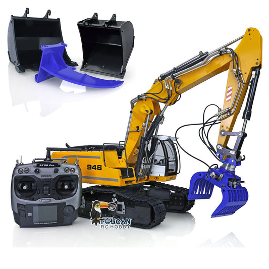 MTModel 1/14 3 Arms 946-3 RC Tracked Hydraulic Excavator 10CH Metal Diggers Model Ripper Grab Bucket ESC Assembled Painted