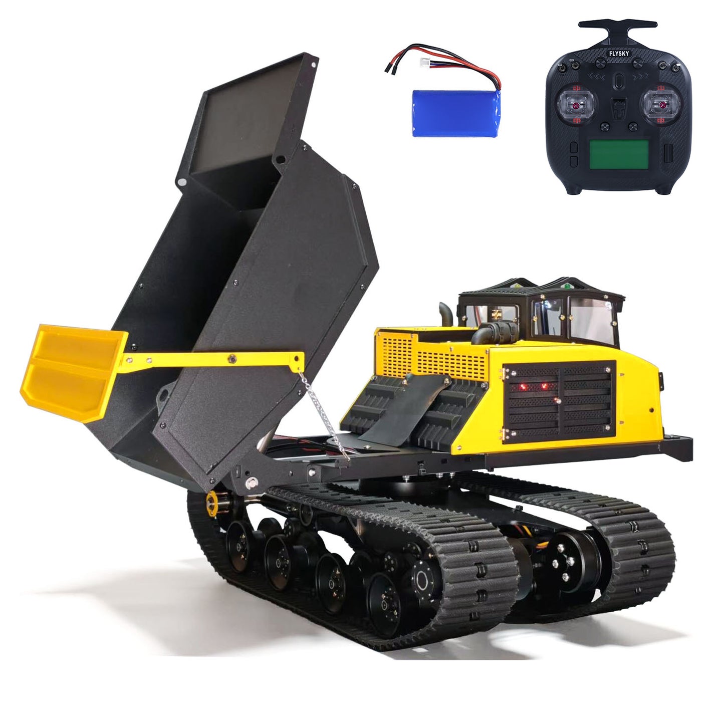 RTR 1/14 RC Hydraulic Crawler Dump Truck T14R Metal Radio Control Tracked Tipper Engineering Vehicle ST8 Lights Sounds Battery Constraction Car