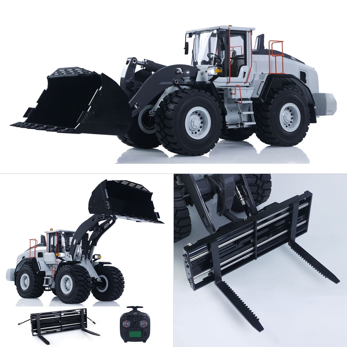 MTRC Metal 1/14 RC Hydraulic Loader E260L 5CH Valves Remote Control Engineering Vehicles Axle Locks Quick Coupler Lights Sounds Assembled Painted