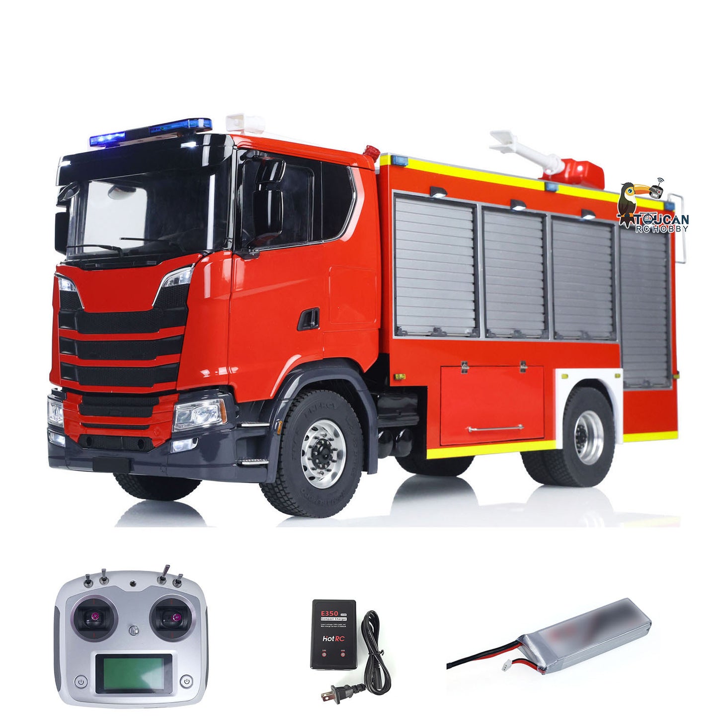 1/14 Electric Fire Truck SC 770S Remote Control Vehicle i6S Radio 11.1V Battery 2Speed Gerabox Water Spraying RC Model Car