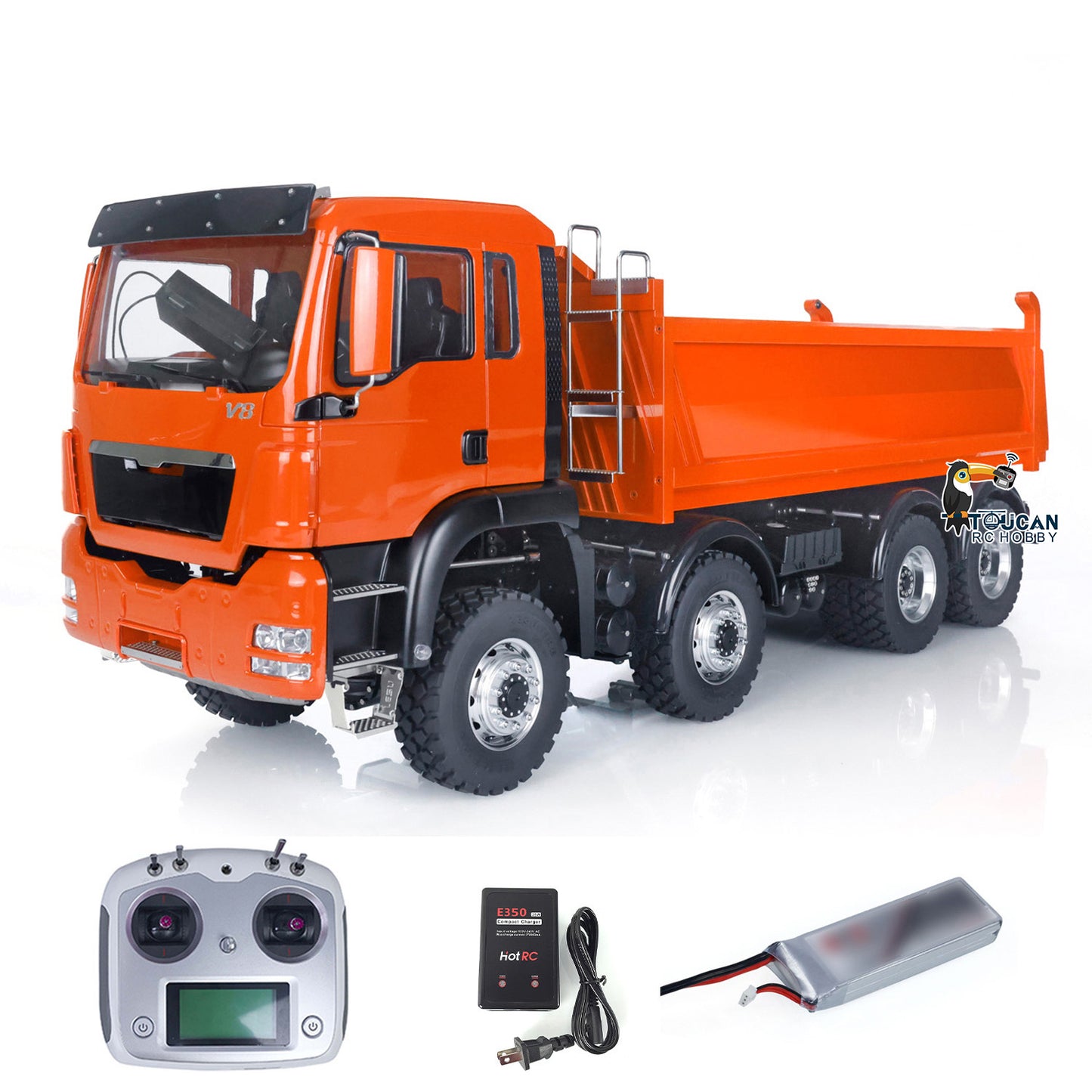 LESU 8x8 1/14 RC Hydraulic Lifting Dumper Truck Model Radio Control Painted Car 540 Power Motor 2-speed High Torque Transmission