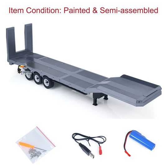 Fast Shipping 73.5CM Plastic Semi Trailer Flatbed 1502 for 1/18 Remote Control Tractor Truck HUINA 1501 Electronic Support Legs Tail Board