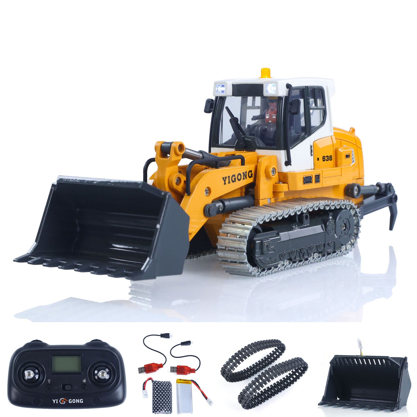 Fast Shipping 1:50 RC Electric Lifting Tracked Loader LR636 2.4G Construction Vehicle Metal Bucket Tracks Ripper RTR Model Light Sound Battery