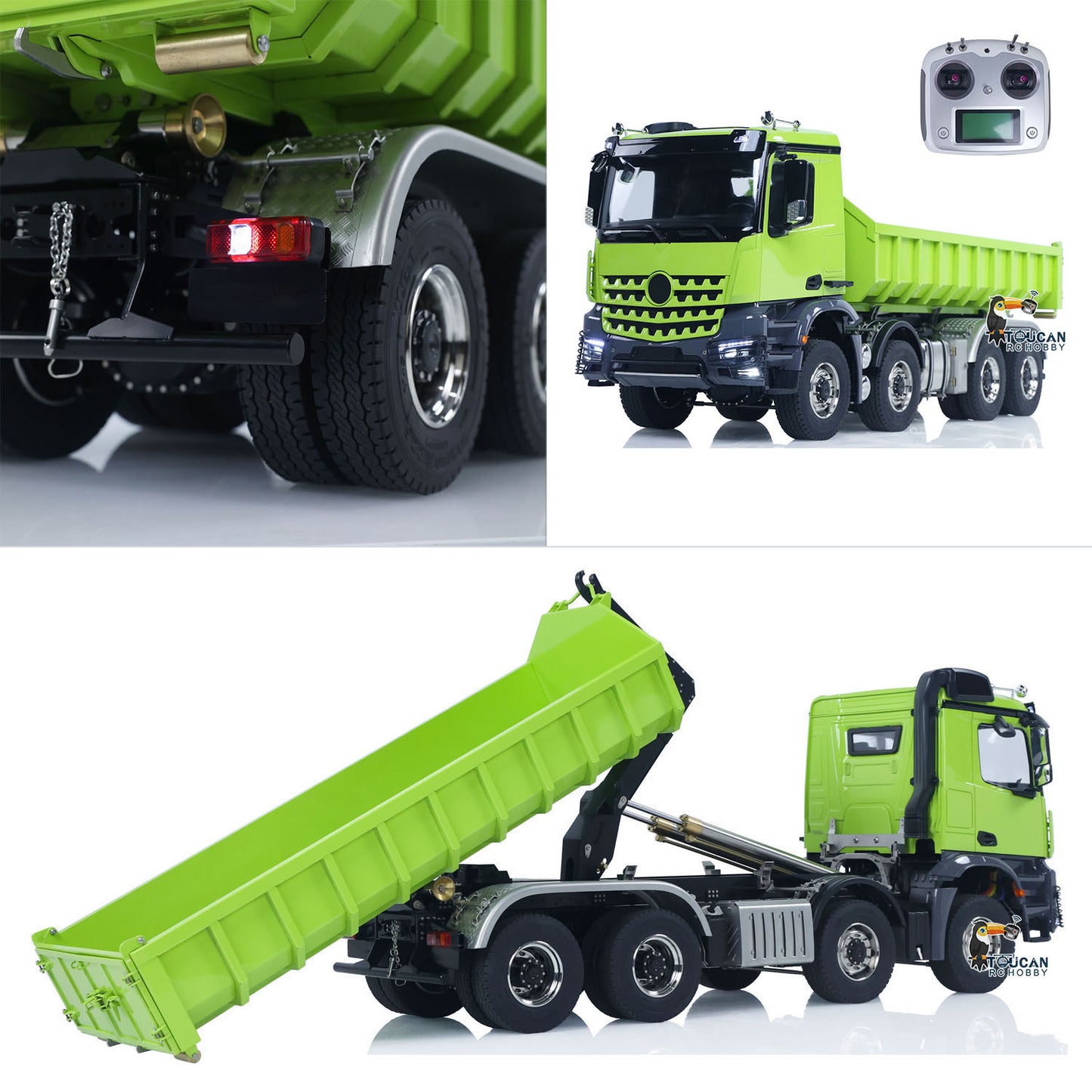 1:14 Metal 8*8 Hydraulic RC Dumper Tipper Radio Controlled Full Dump Truck Car with Standard Bucket 3-speed Transmission