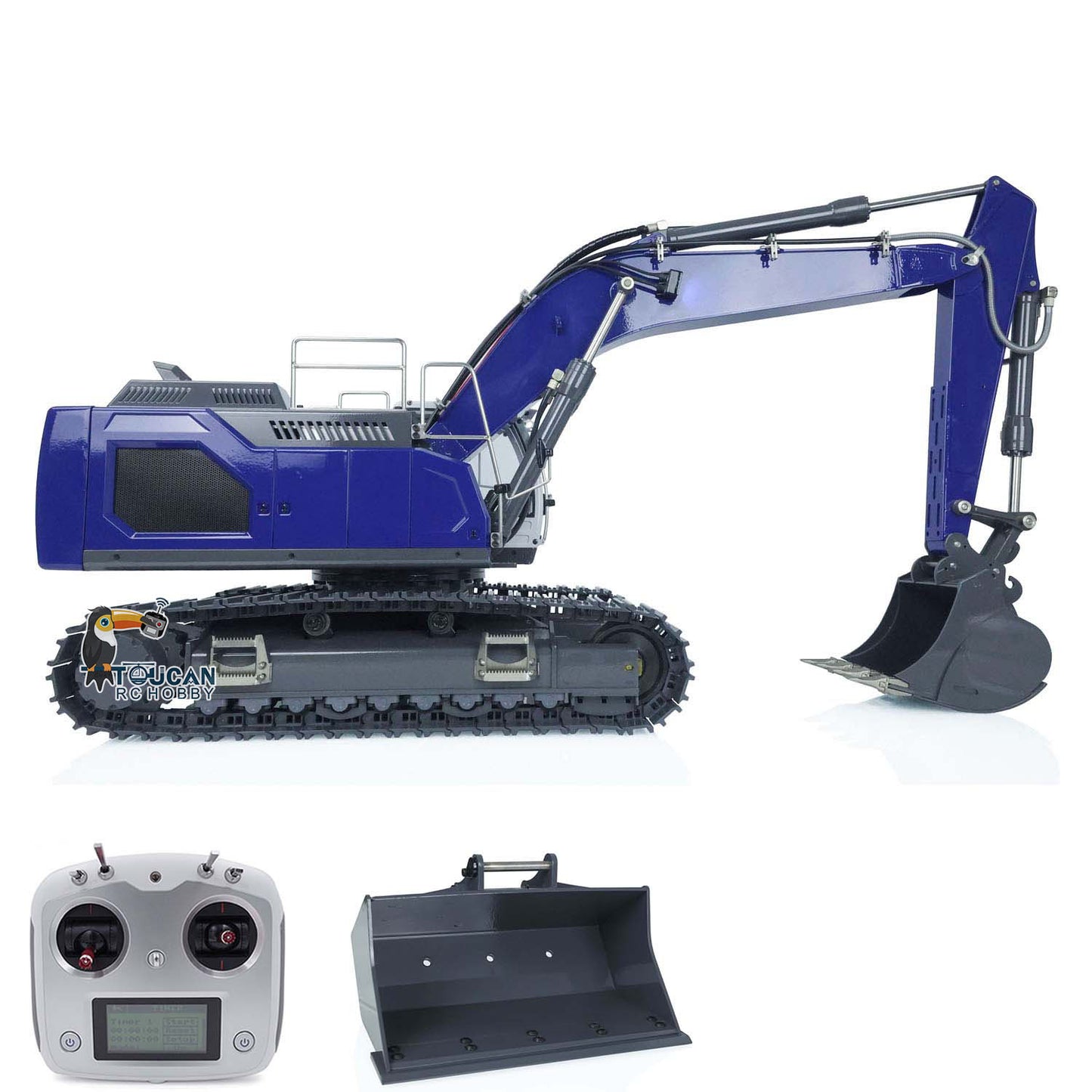 Metal XDRC 1/14 945 RC Digger Remote Control Hydraulic Excavator Electric Truck PNP Sieve Bucket Curved Ripper Fork