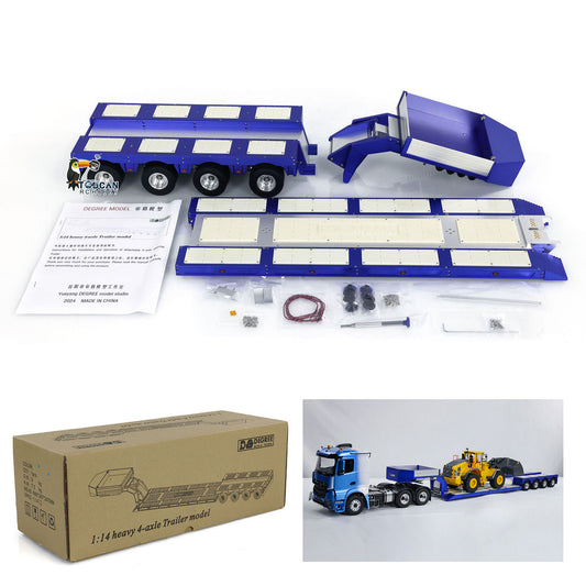 1/14 4 Axles RC Heavy Trailer DG-999 CNC Gooseneck Trailers for Tractor Truck Assembled Painted with Light System Load Weight 30kg