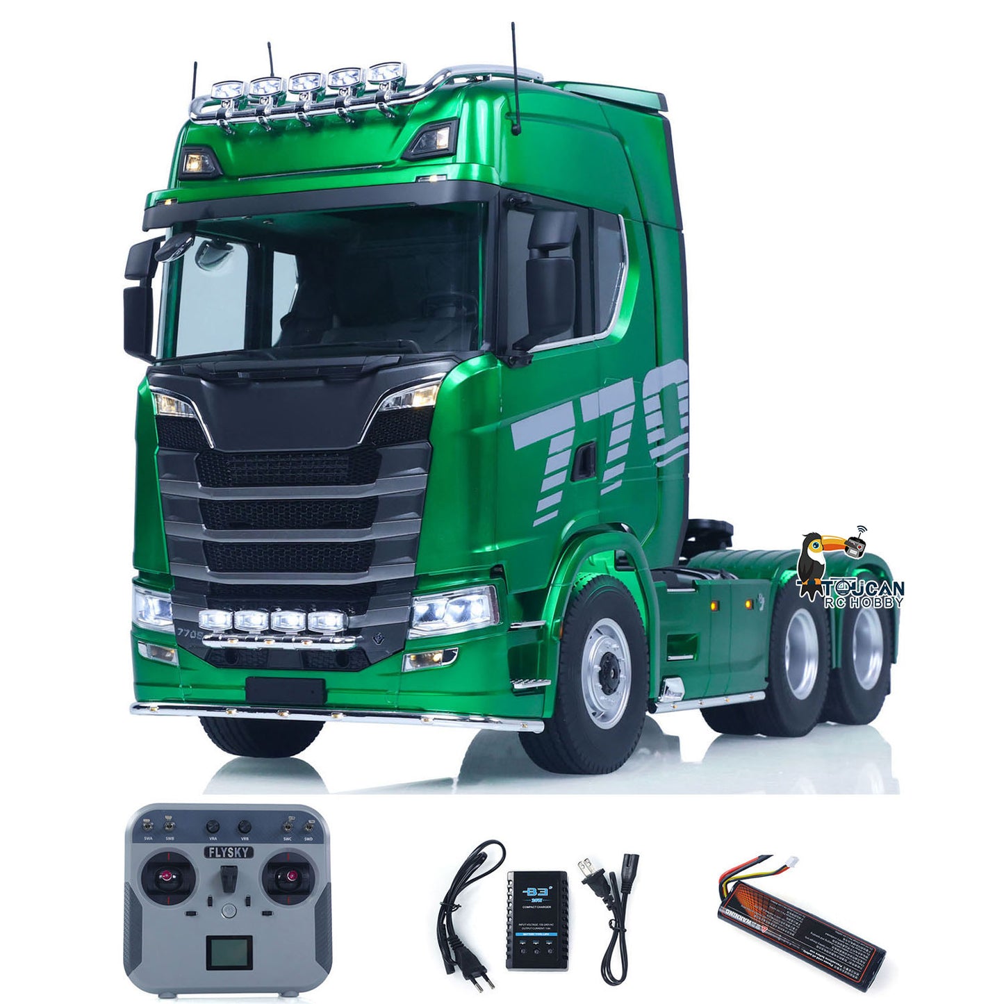 RTR TOUCAN 1/14 Romote Control Tractor Truck 770S 6*6 2Speed RC Lorry Car Axle Locks Openable Door Lights Sounds Smoke Unit Ready to Run