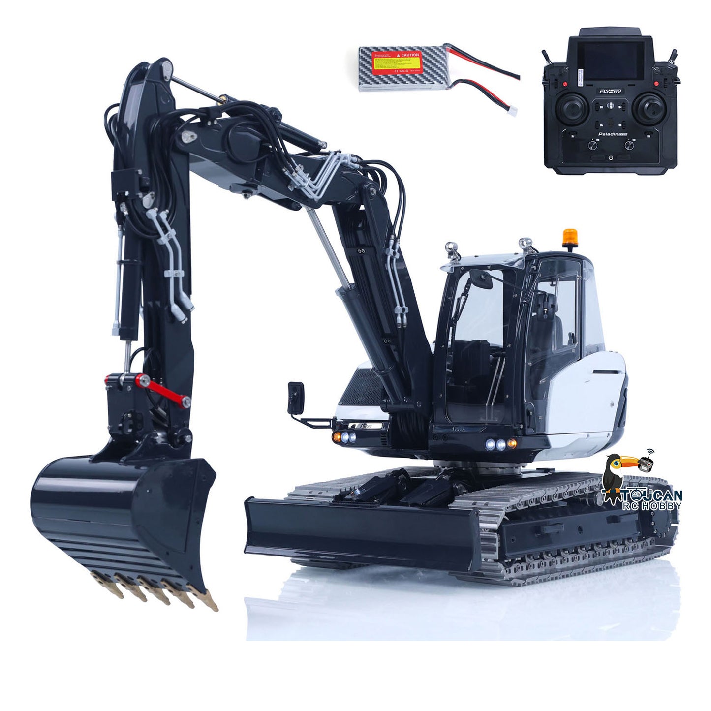 In Stock LESU 1/14 Metal RC Hydraulic Excavator MC15 4Arms Remote Control Digger 15MC 9 Valves Dual Pumps Light Sound PL18EV Lite