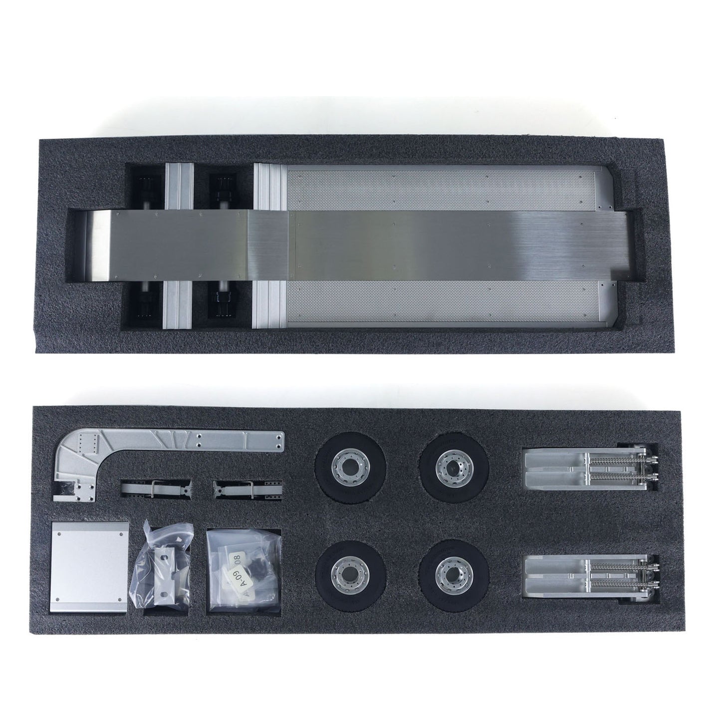 US STOCK 1/14 DoubleE Metal 2 Axels Low Trailer Flatbed E012 001 for Remote Control Tractor Truck E113 RC Lorry Car Model Upgrade Parts