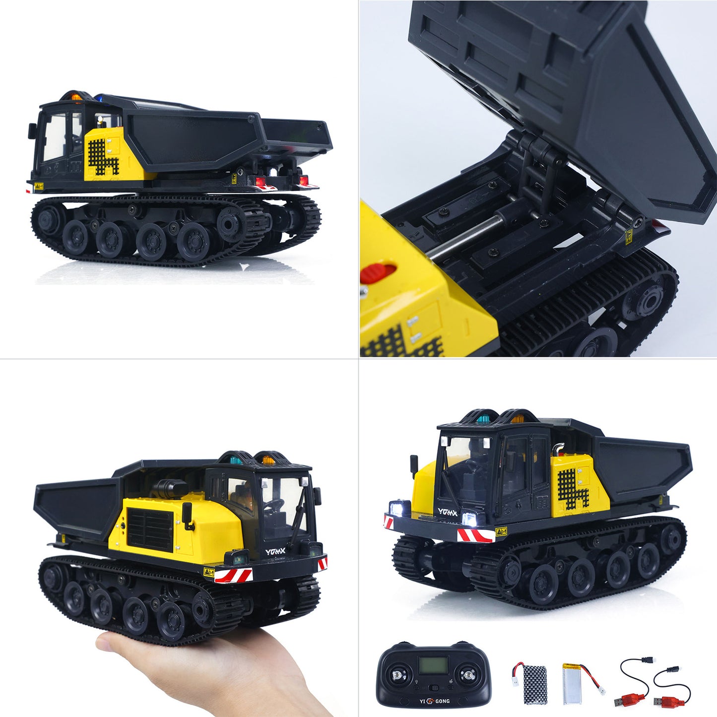 Fast Shipping 1/50 T14R Panther RTR Electric RC Crawler Dump Truck Construction Vehicle Tracked Tipper Finished Model Toys Lights Sounds Unit