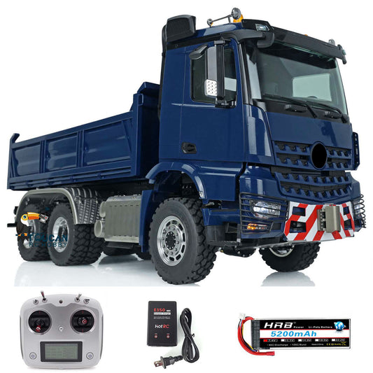 LESU 1/14 6X6 RC Hydraulic Dump Truck for Radio Control Car Brushless Motor LED Light Sound 3348 Painted and Assembled Model