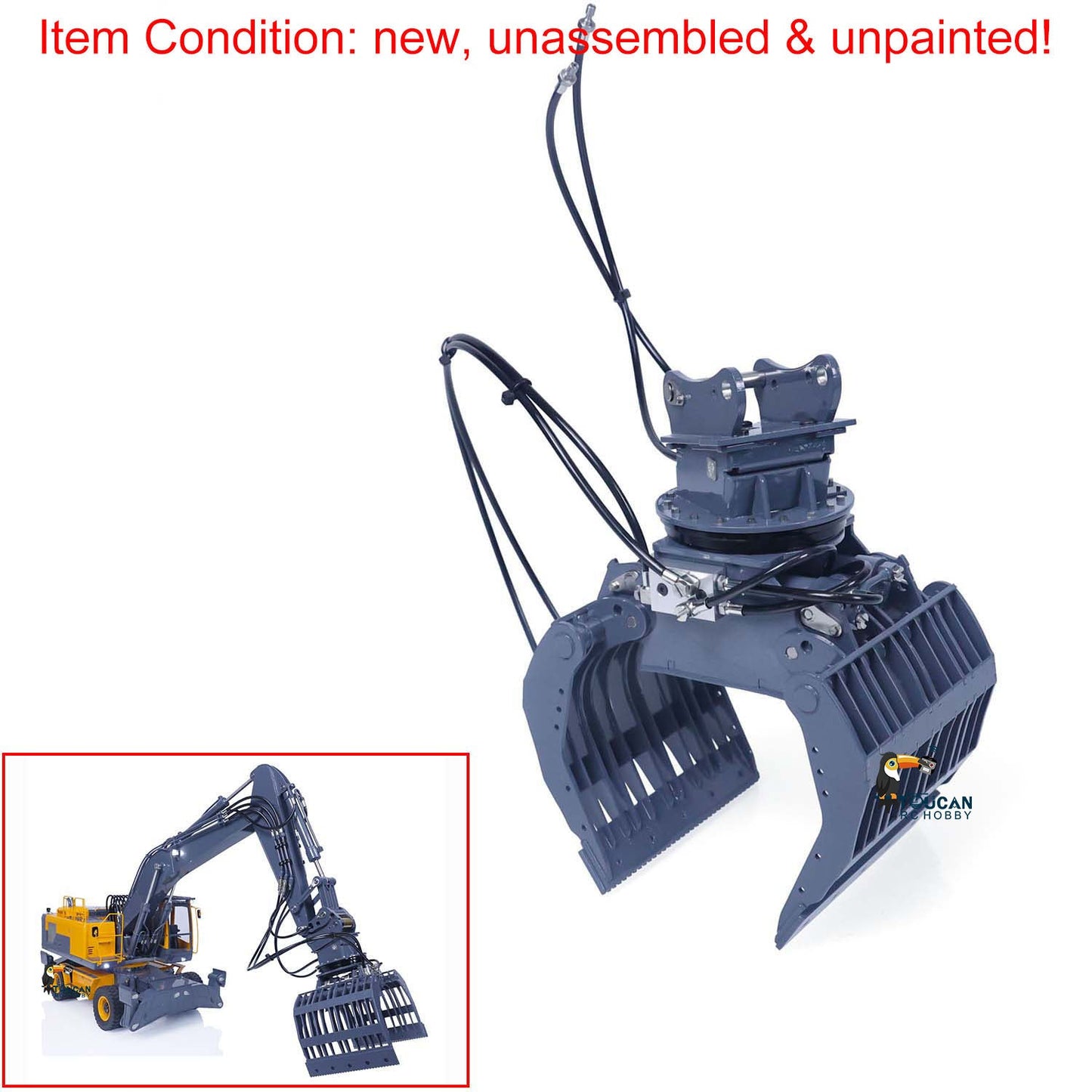 LESU 1/14 PC360 Hydraulic RC Excavator Metal Tracks Ripper Pump Grab Bucket fork Bucket Crusher Trailer Digging Tool Rack