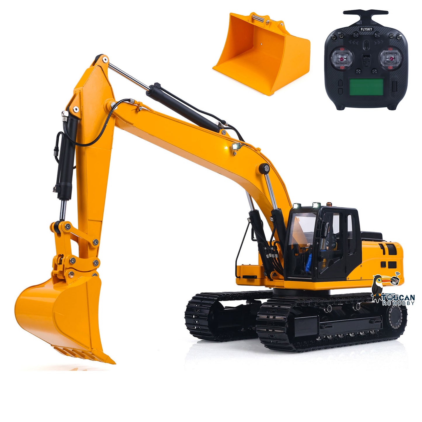 RTR Metal 1/12 Hydraulic Remote Control Excavator 323GX 3 Way Valve RC Digger Model Quick Coupler Flysky ST8 Radio Battery