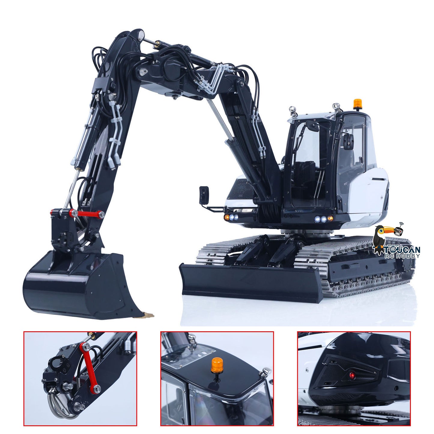 Metal LESU 1/14 RC Hydraulic Excavator MC15 CNC Shell 4 Arms Remote Control Digger 9CH Valves Dual Pumps Quick Released Coupler