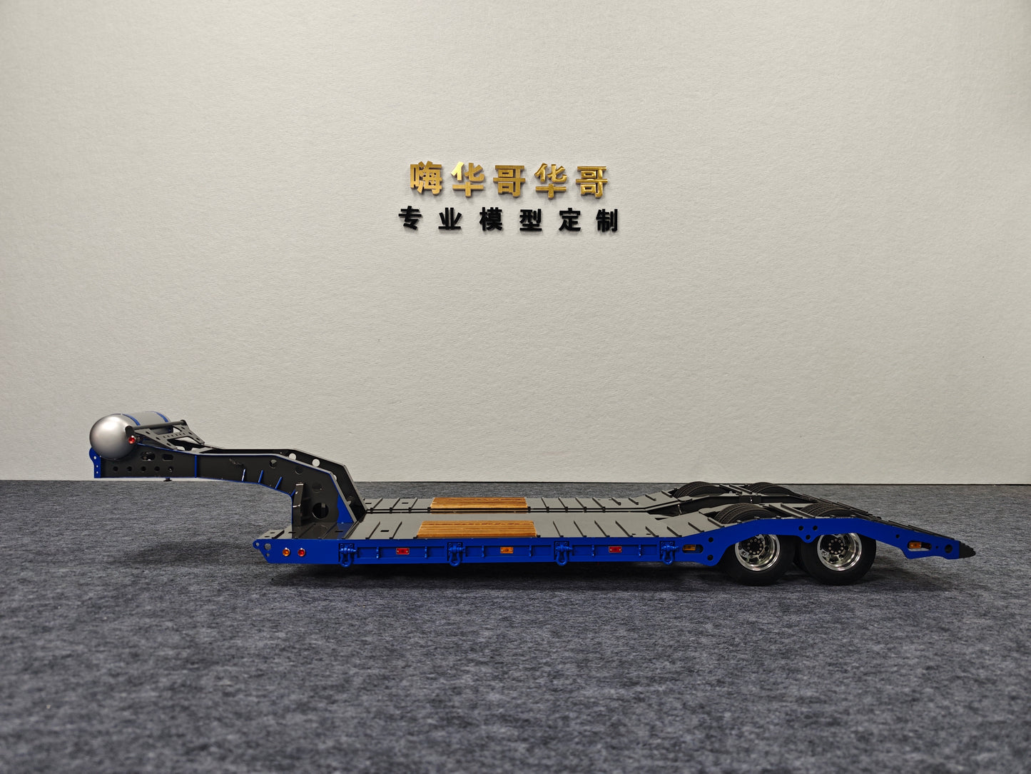 1/14 2 Axles Metal Heavy Lowboy Trailer For TAMIYA LESU RC Tractor Truck Radio Controlled Lorry Excavator Loader Light System