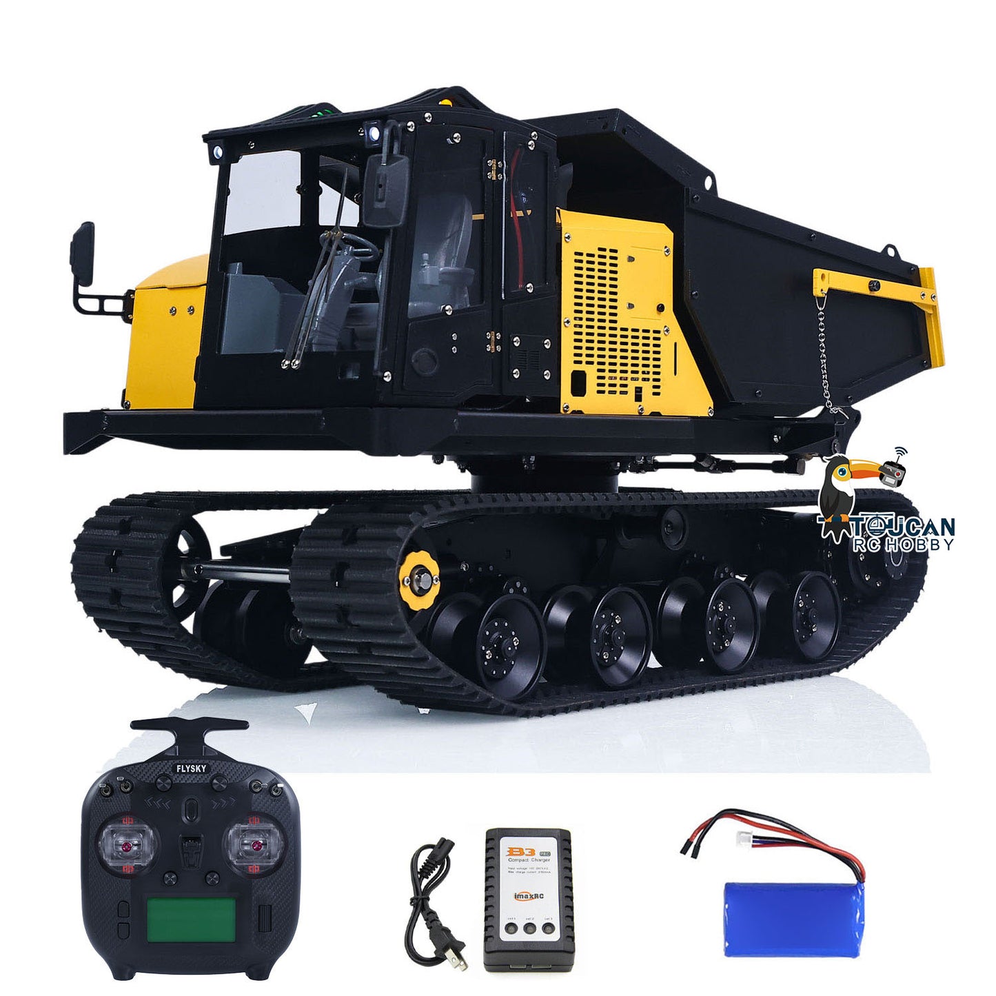 RTR 1/14 RC Hydraulic Crawler Dump Truck T14R Metal Radio Control Tracked Tipper Engineering Vehicle ST8 Lights Sounds Battery Constraction Car