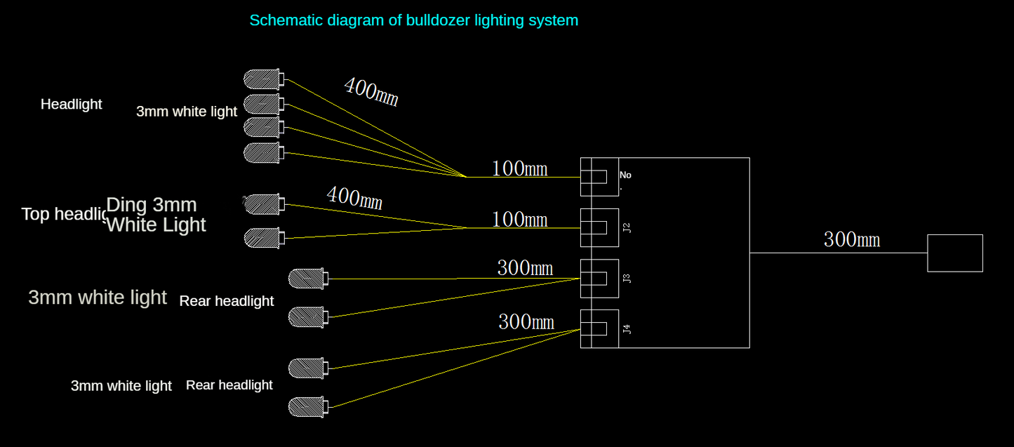 LED Light System for 1/14 JDM-98 Hydraulic RC Bulldozer Radio Control Car Model W/ I6S Radio Valve Pump ESC DIY Parts