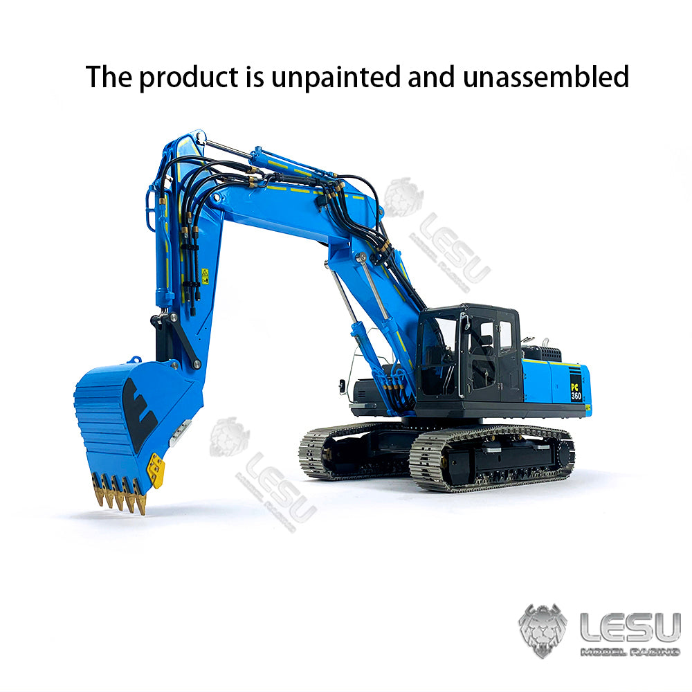 LESU 1/14 PC360 RC Hydraulic Excavators 3 Arms Unpainted Digger Hobby Model Electric Kits Cabin Roof Safety Net Metal Hydraulic Crusher