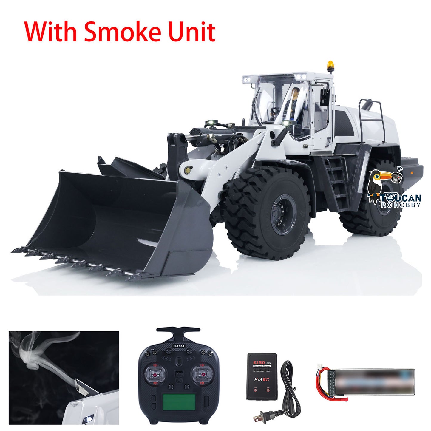 XDRC 580 1/14 Metal RC Hydraulic Loader RTR Engineering Vehicles Smoke Lights Optional Color ESC Servo Motor Rock Bucket DIY