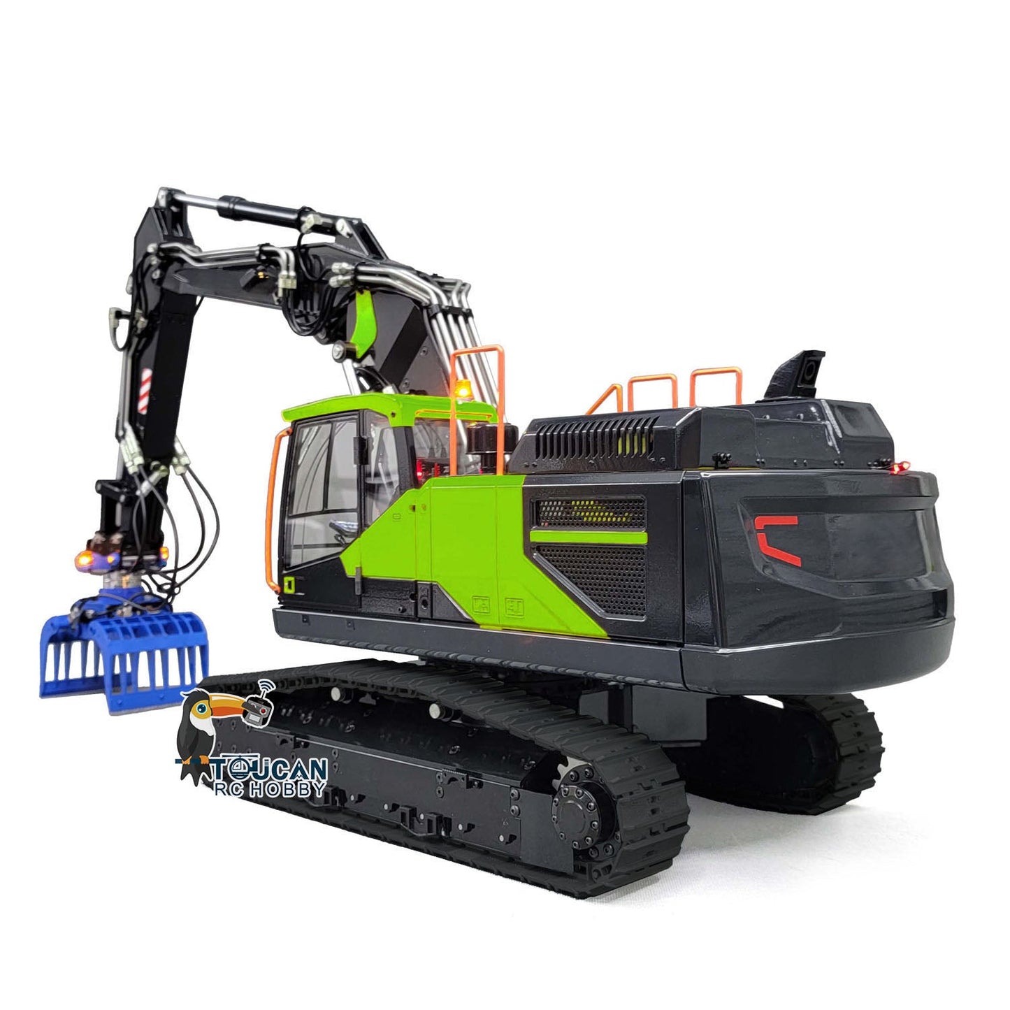 1/14 EC380 10CH MTMODEL Tracked RC Hydraulic Excavator Digger 3 Arms Metal Heavy Machine Model Grab AT9S Remote Controller