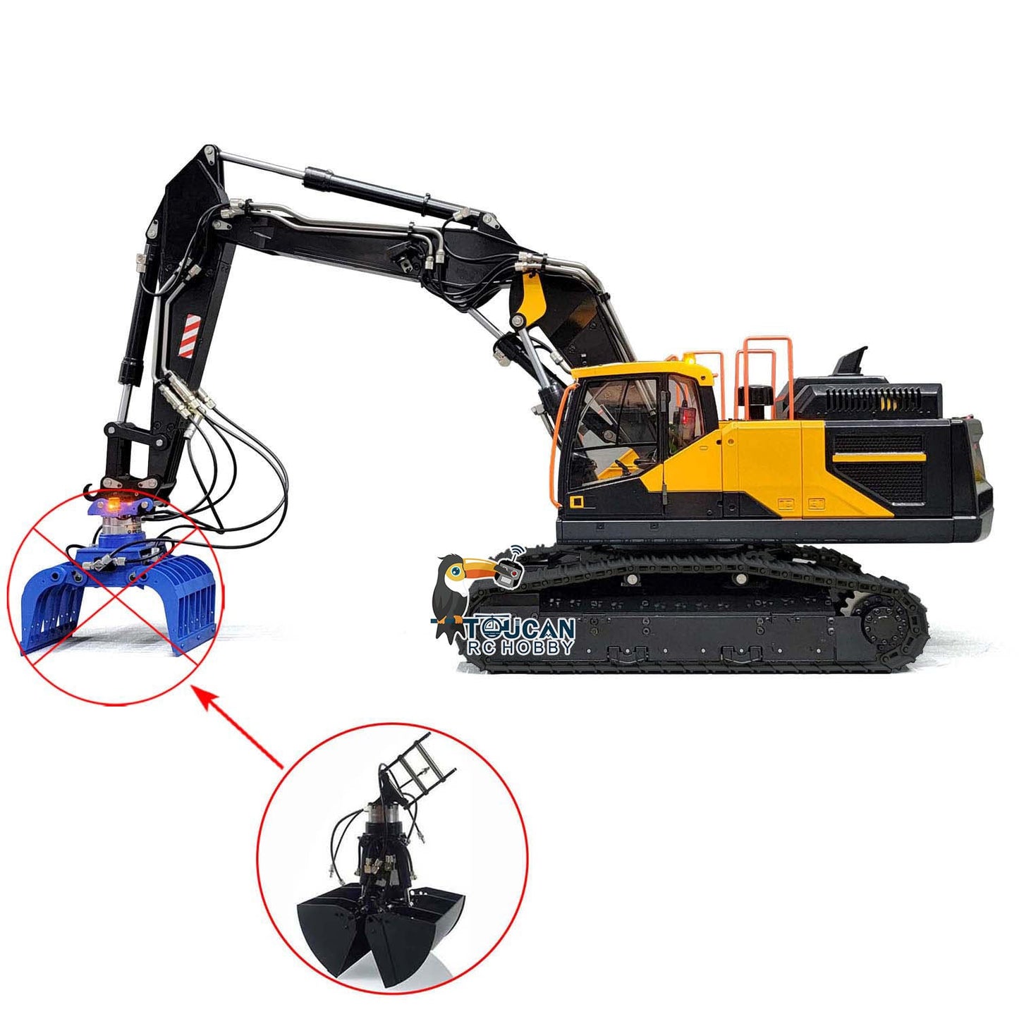 MTModel 1/14 EC380 3 Arms RC Hydraulic Excavator Metal Remote Control Tracked Digger Cars Clamshell Bucket Ripper Engineering Vehicles