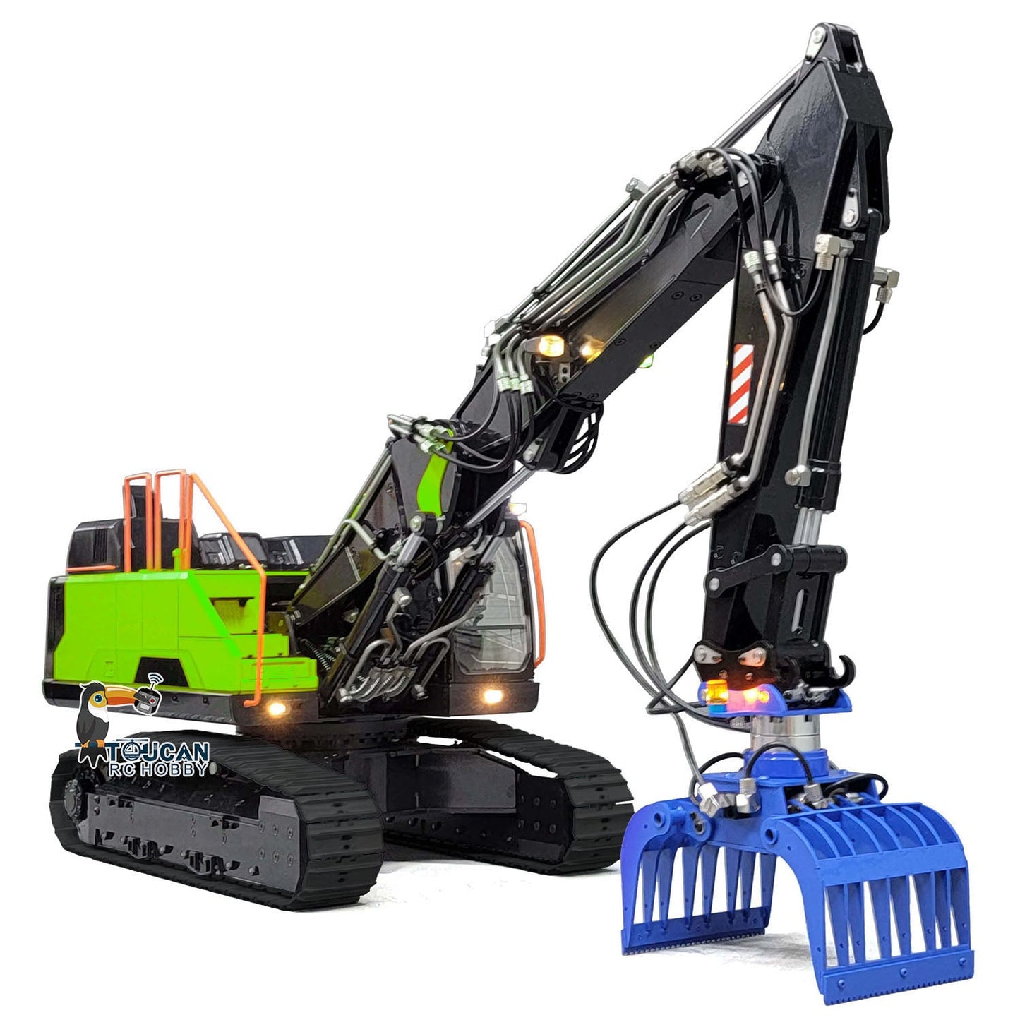 1/14 EC380 10CH MTMODEL Tracked RC Hydraulic Excavator Digger 3 Arms Metal Heavy Machine Model Grab AT9S Remote Controller