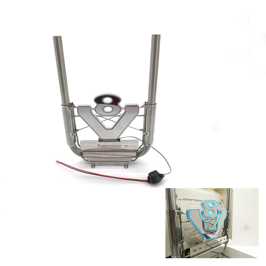 Degree Metal Exhaust Pipe Chimney W/ V8 Light DIY Upgrade for 1/14 Scale RC Tractor Truck Tamiye 56323 Radio Hobbies