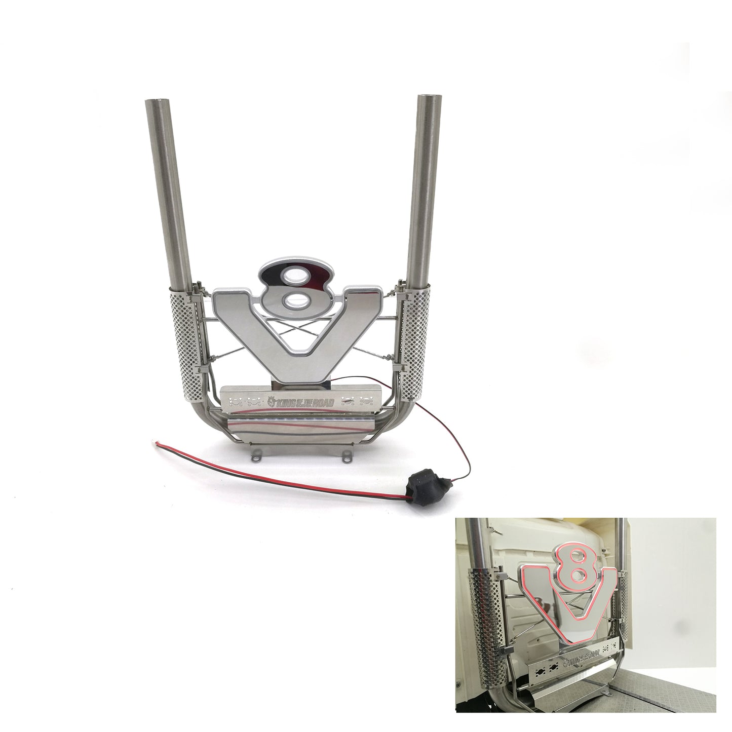 Degree Metal Exhaust Pipe Chimney W/ V8 Light DIY Upgrade for 1/14 Scale RC Tractor Truck Tamiye 56323 Radio Hobbies