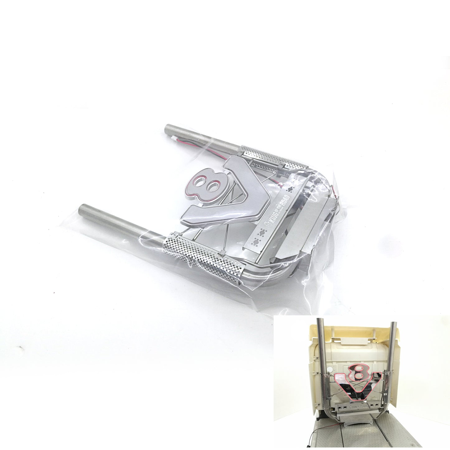 Degree Metal Exhaust Pipe Chimney W/ V8 Light DIY Upgrade for 1/14 Scale RC Tractor Truck Tamiye 56323 Radio Hobbies