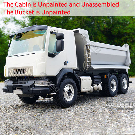 1/14 LESU 6x6 3Axle Hydraulic Metal RC Dumper Radio Control Tipper Sound Light System Unassembled Unpainted VM Cabin DIY Car