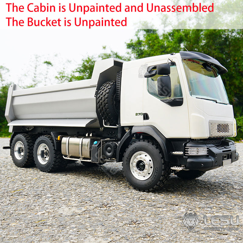1/14 LESU 6x6 3Axle Hydraulic Metal RC Dumper Radio Control Tipper Sound Light System Unassembled Unpainted VM Cabin DIY Car