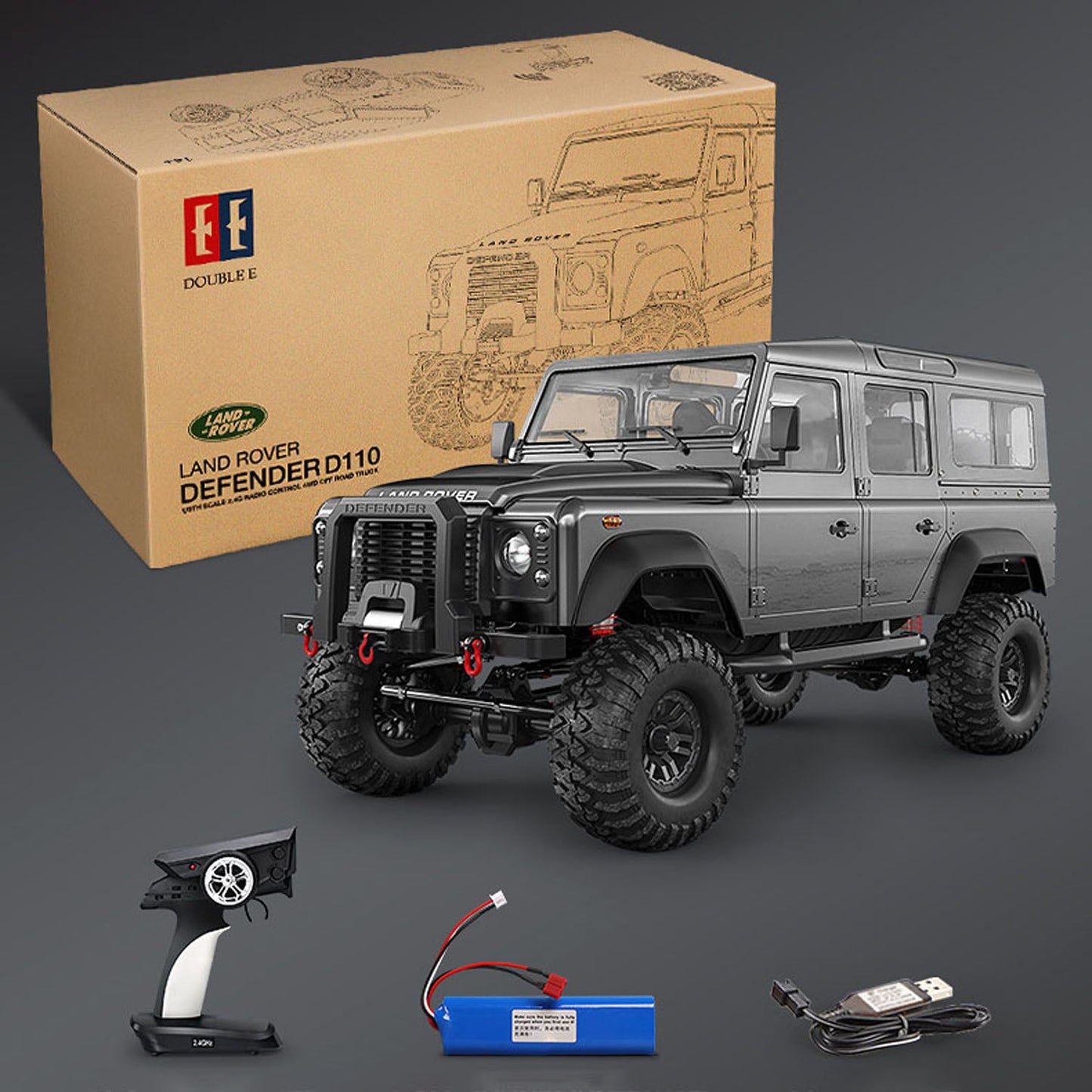 Double E 1/8 Scale RC Crawler Car 4x4 E102-003 2.4G 4WD Remote Control Car Model RTR Painted Assembled ESC Motor Servo