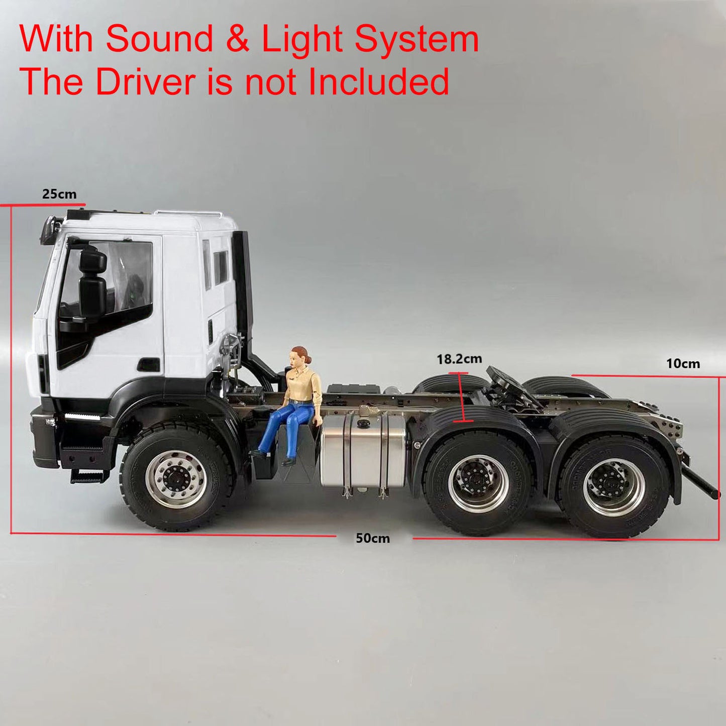 1/14 6x6 Metal RC Tractor Truck Painted Assembled Electric Radio Controlled Car Model Sound LED Light 50x18.2x25cm