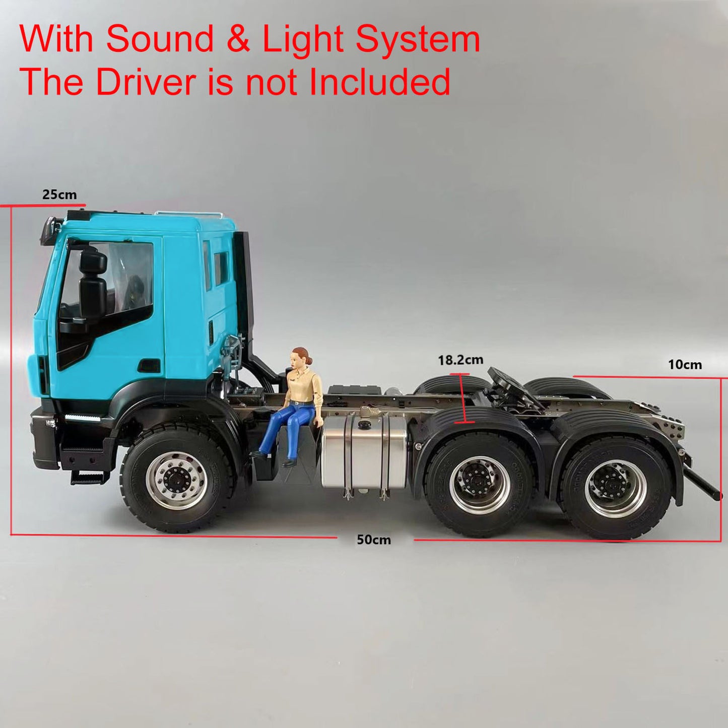 1/14 6x6 Metal RC Tractor Truck Painted Assembled Electric Radio Controlled Car Model Sound LED Light 50x18.2x25cm