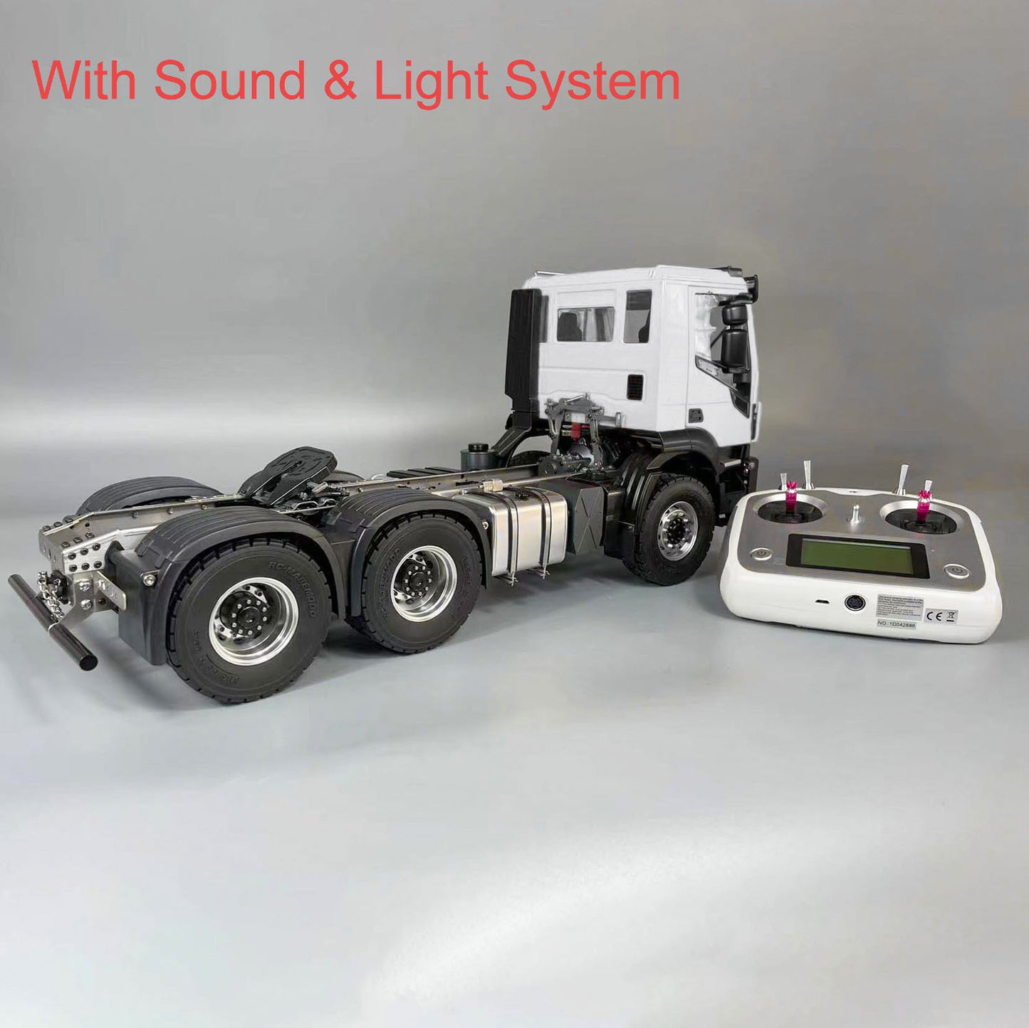 1/14 6x6 Metal RC Tractor Truck Painted Assembled Electric Radio Controlled Car Model Sound LED Light 50x18.2x25cm