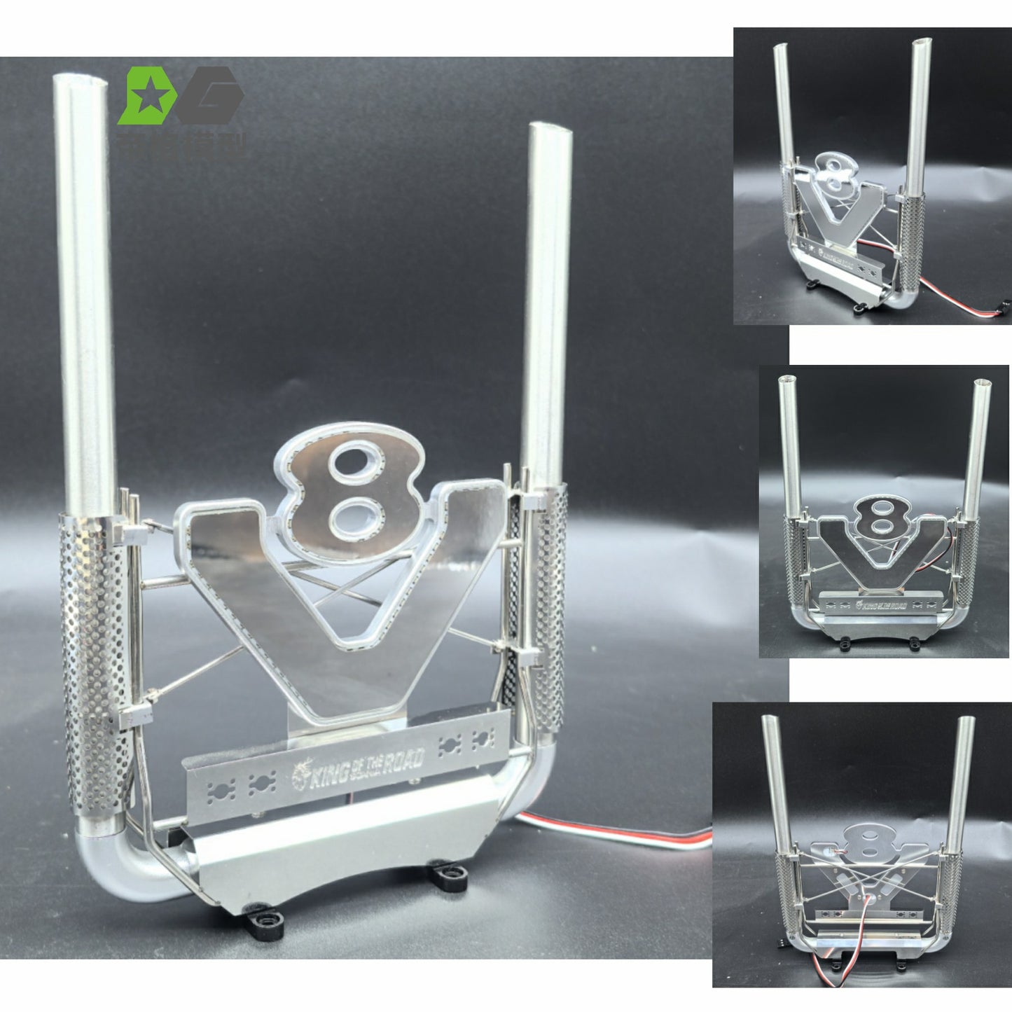 Metal Exhaust Pipe W/LED Light Controller For DIY TAMIYA 1/14 Remote Control Tractor Truck 56368 56379 Model Upgrade Part
