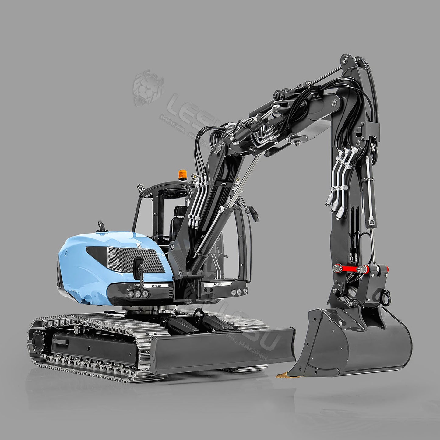 In Stock LESU 1/14 Metal RC Hydraulic Excavator MC15 4Arms Remote Control Digger 15MC 9 Valves Dual Pumps Light Sound PL18EV Lite