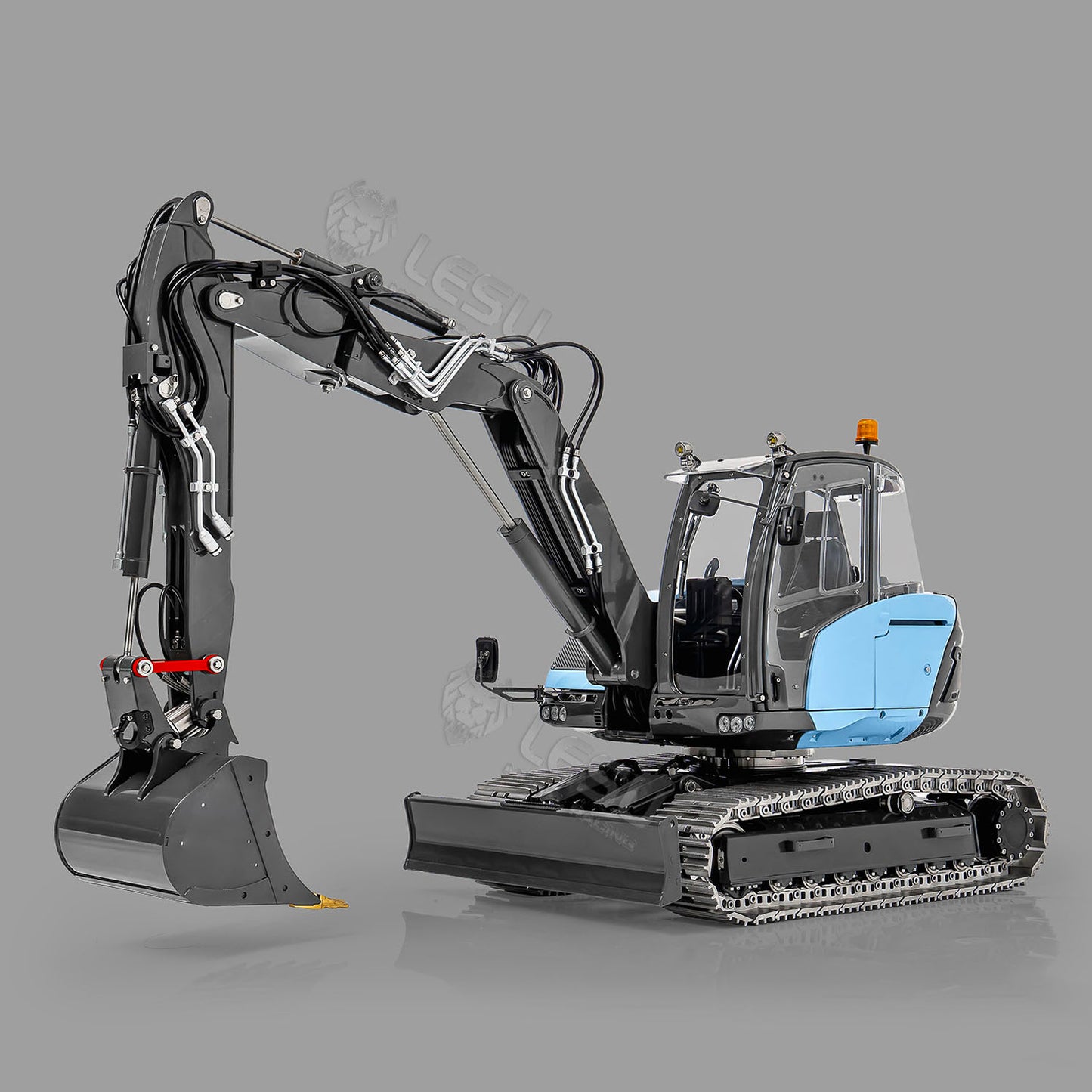 Metal LESU 1/14 RC Hydraulic Excavator MC15 CNC Shell 4 Arms Remote Control Digger 9CH Valves Dual Pumps Quick Released Coupler
