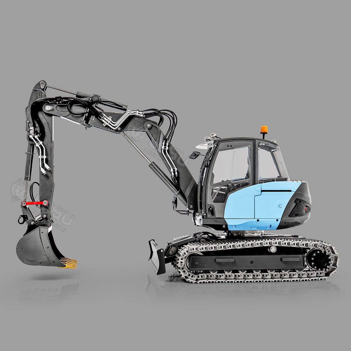 Metal LESU 1/14 RC Hydraulic Excavator MC15 CNC Shell 4 Arms Remote Control Digger 9CH Valves Dual Pumps Quick Released Coupler