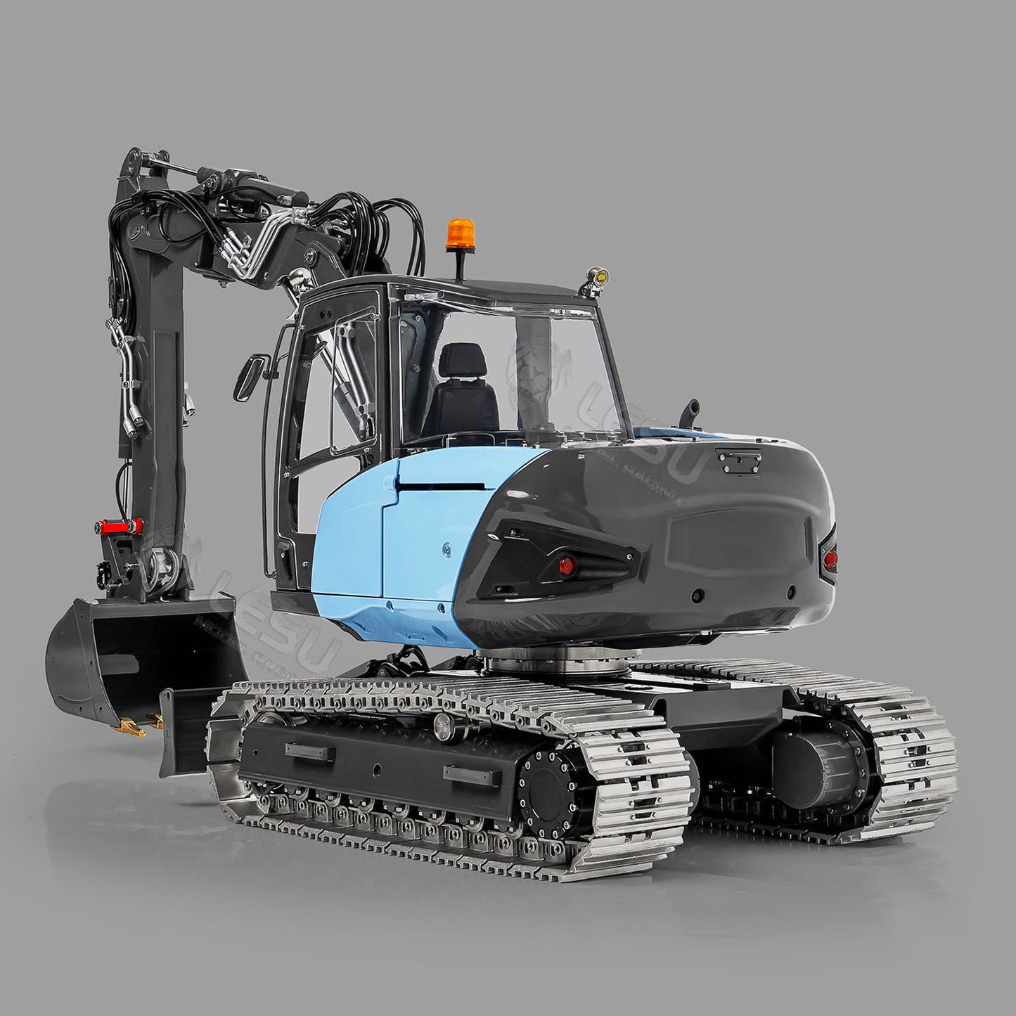 Metal LESU 1/14 RC Hydraulic Excavator MC15 CNC Shell 4 Arms Remote Control Digger 9CH Valves Dual Pumps Quick Released Coupler