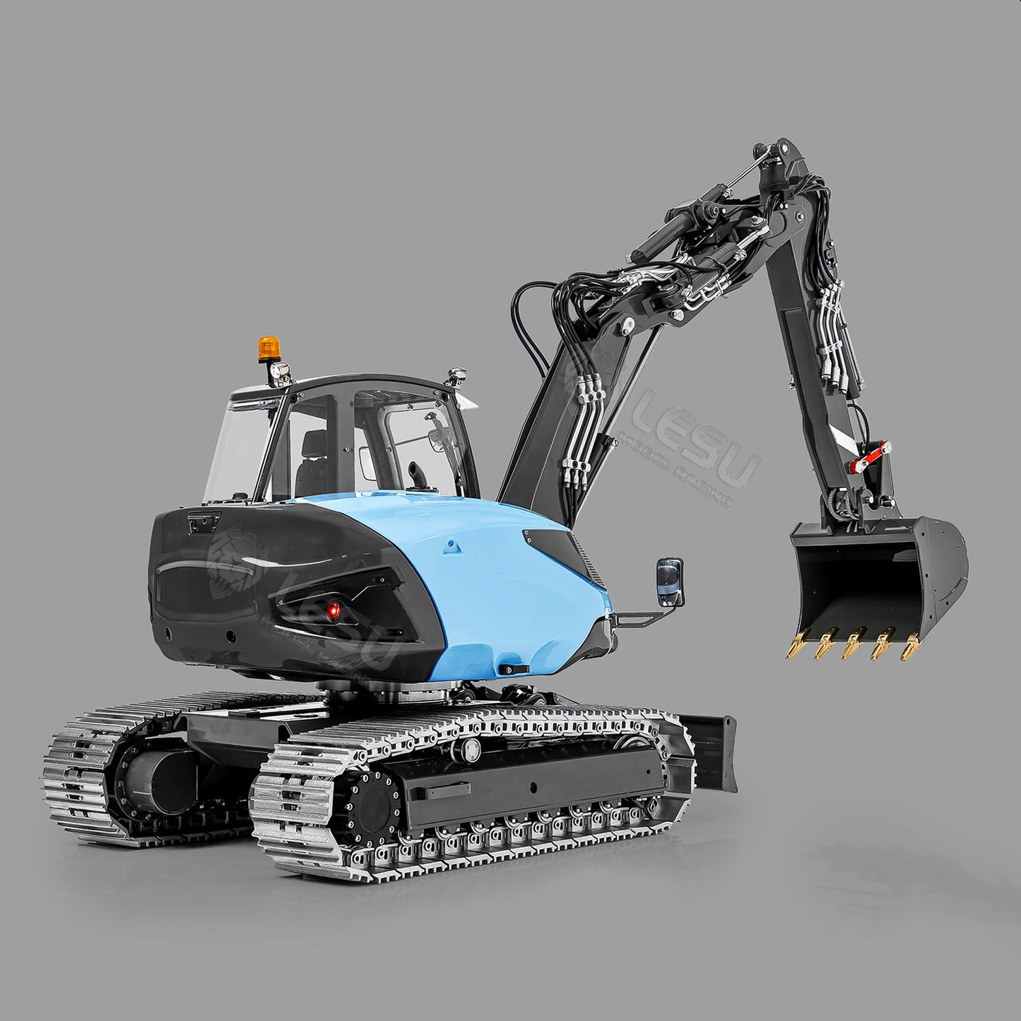 Metal LESU 1/14 RC Hydraulic Excavator MC15 CNC Shell 4 Arms Remote Control Digger 9CH Valves Dual Pumps Quick Released Coupler