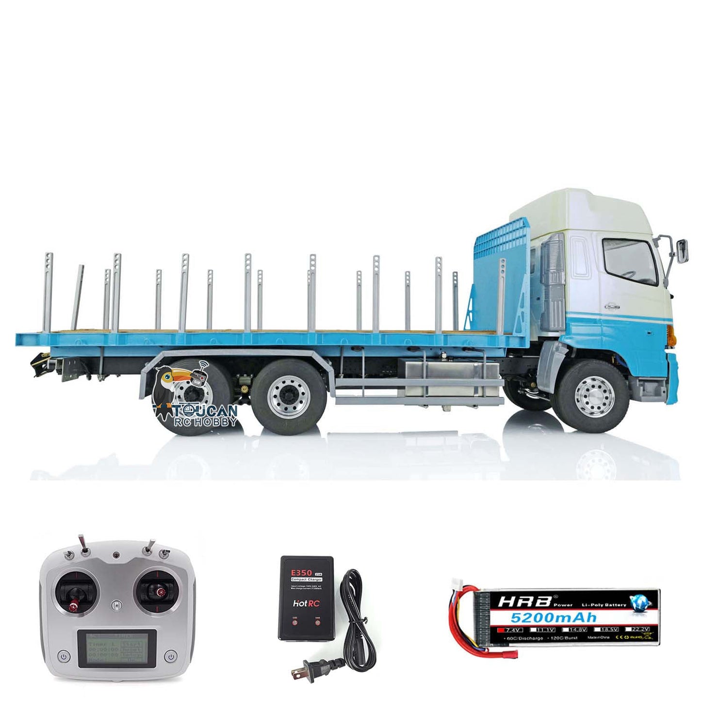 LESU 1/14 6x4 RC Flatbed Lorry Trailer Radio Control Painted TruckReady to Go Light Sound Radio System Bucket Motor Servo Battery Charger