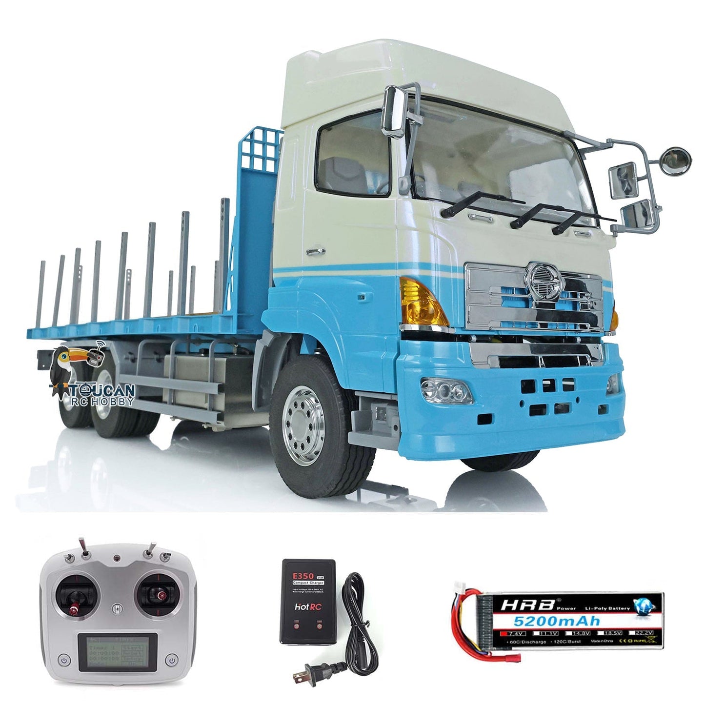 LESU 6*4 RC Flatbed Lorry Trailer Tractor Truck for 1/14 HINO Remote Control Car