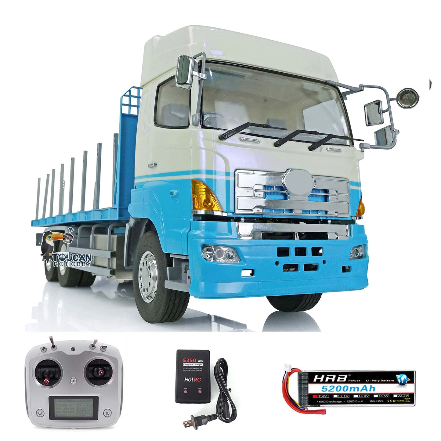 LESU 1/14 6x4 RC Flatbed Lorry Trailer Radio Control Painted TruckReady to Go Light Sound Radio System Bucket Motor Servo Battery Charger