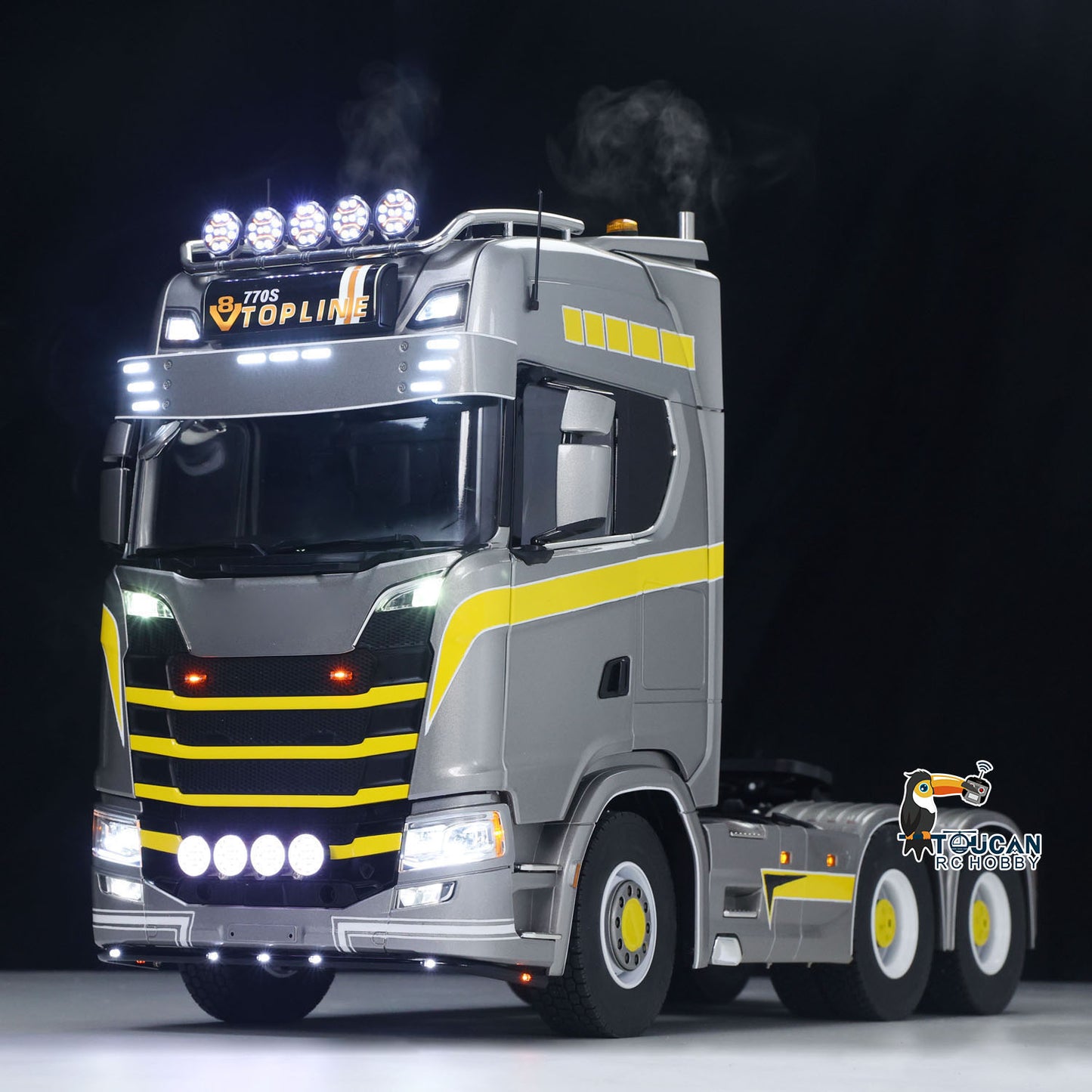 TOUCAN 1/14 RC Tractor Truck 770S RTR 3Speed Lorry 6X6 Metal Chassis Axle Locks Smoke Sound Light Chassis Suspension ST8 Battery