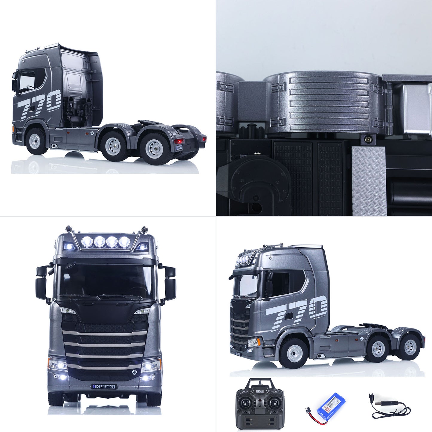 Fast Shipping 1/18 Plastic 6X4 Remote Control Tractor Truck 770S 1501 RWD RC Lorry Vehicle Light Sound Ready to Run Model Toys for Adults