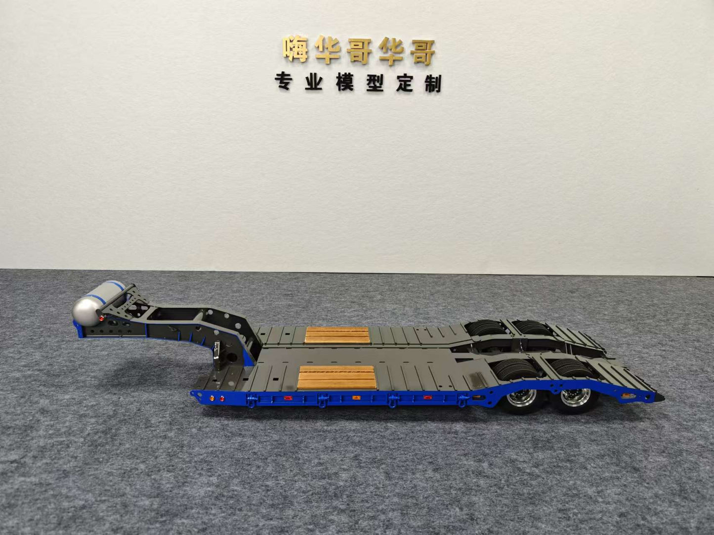 1/14 2 Axles Metal Heavy Lowboy Trailer For TAMIYA LESU RC Tractor Truck Radio Controlled Lorry Excavator Loader Light System