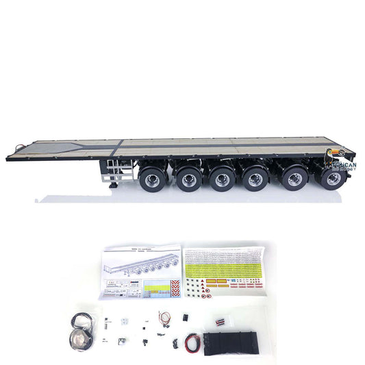 NOOXION Metal 1/14 6-axle Flat Trailer for RC Tractor Truck Remote Controlled Cars DIY Model 1138x186x205mm Servo