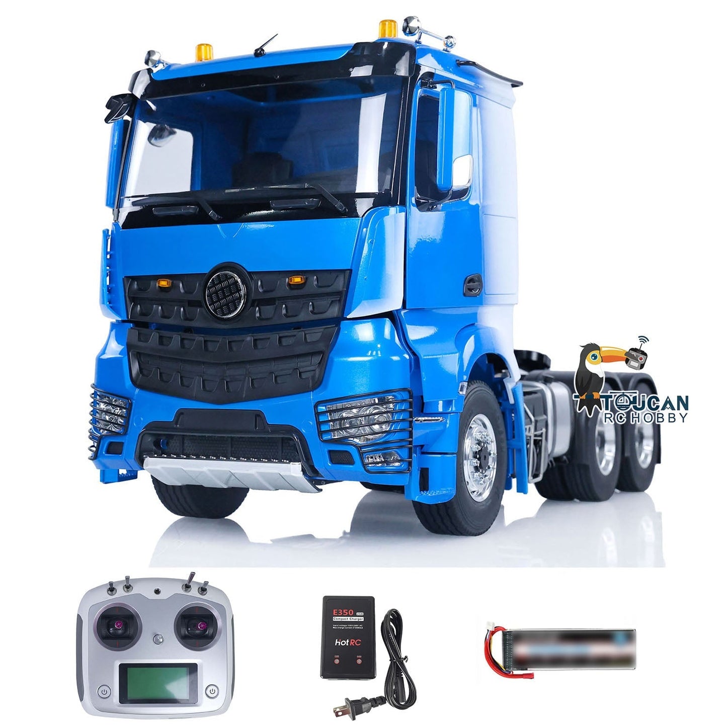 1/14 6x6 RC Tractor Truck RTR Wireless Control Car Electric Model Metal Chassis Sounds 2-Speed Gearbox Roof Rotation Light