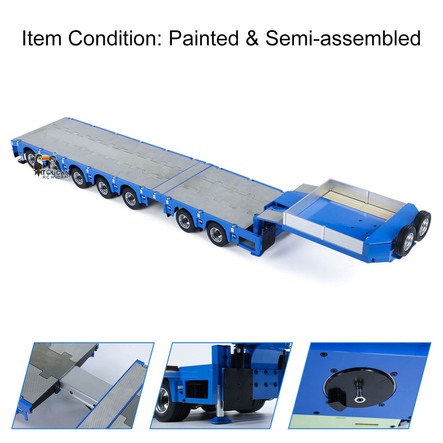 1/14 2+5 Axles RC Metal Heavy Trailer Lowboy Trailer For TAMIYA LESU RC Tractor Truck Radio Controlled Lorry Excavator Loader